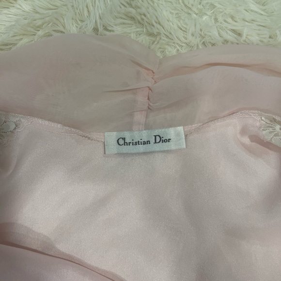Elegant Pink Lace Trim Robe Christian  Dior - Picture 11 of 12